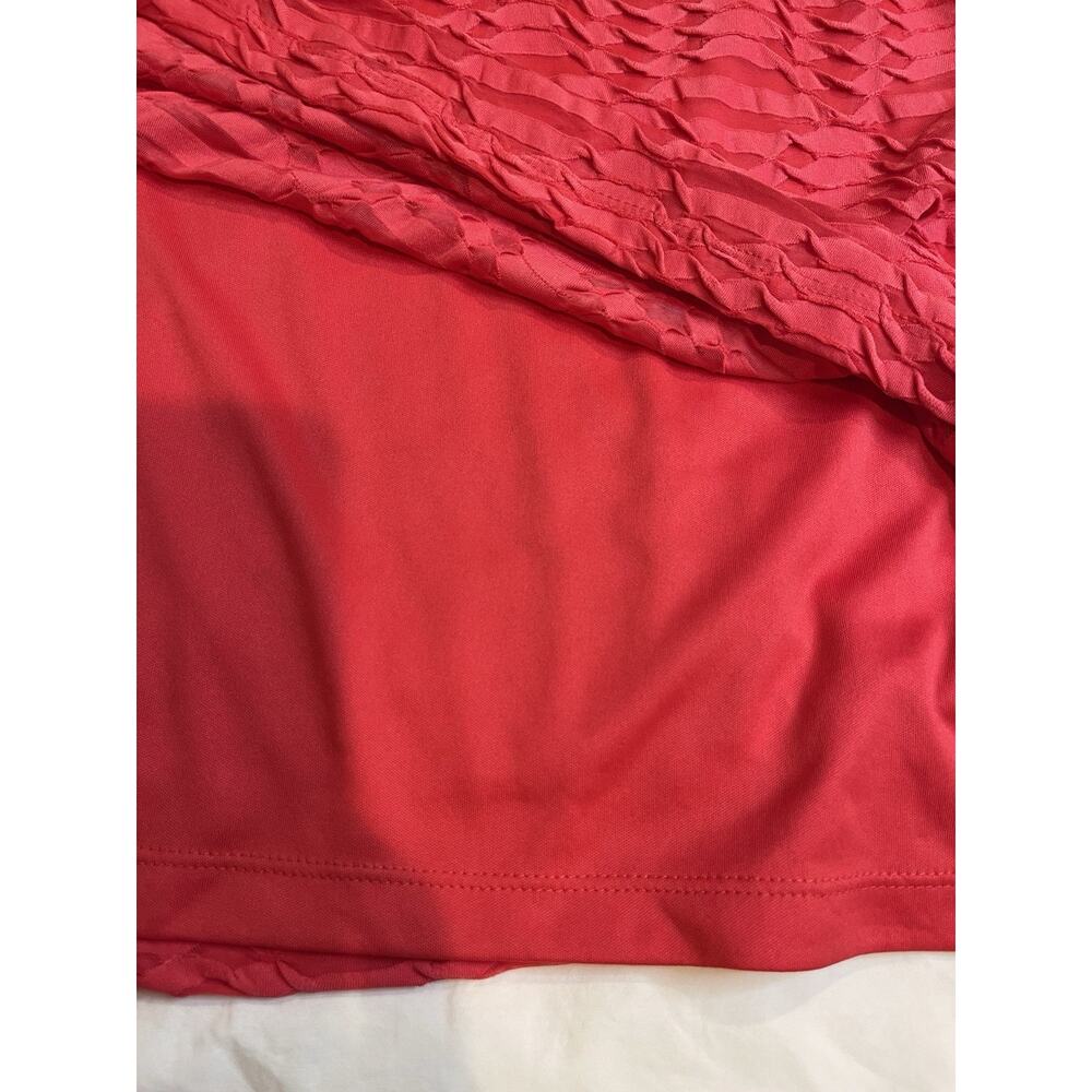 Calvin Klein Ribbed Ribbon Short Sleeve Lined Top Red Large - Picture 8 of 12